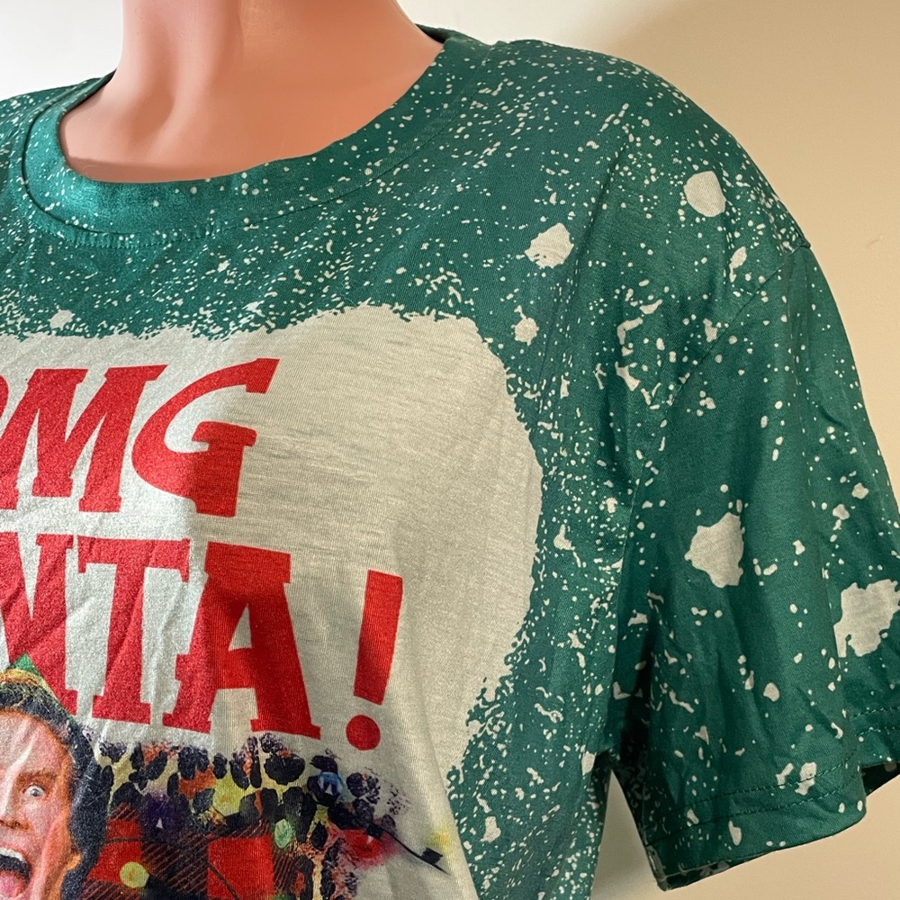 ELF T-shirt OMG Santa I Know Him Santa Claus Christmas Will Ferrell large green - Picture 4 of 9